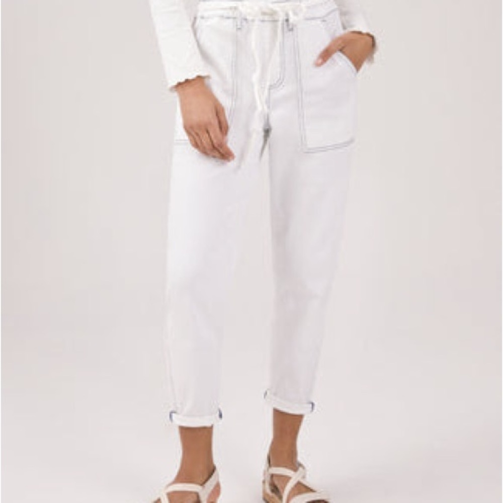 Something Navy White Ankle Cropped Jeans
